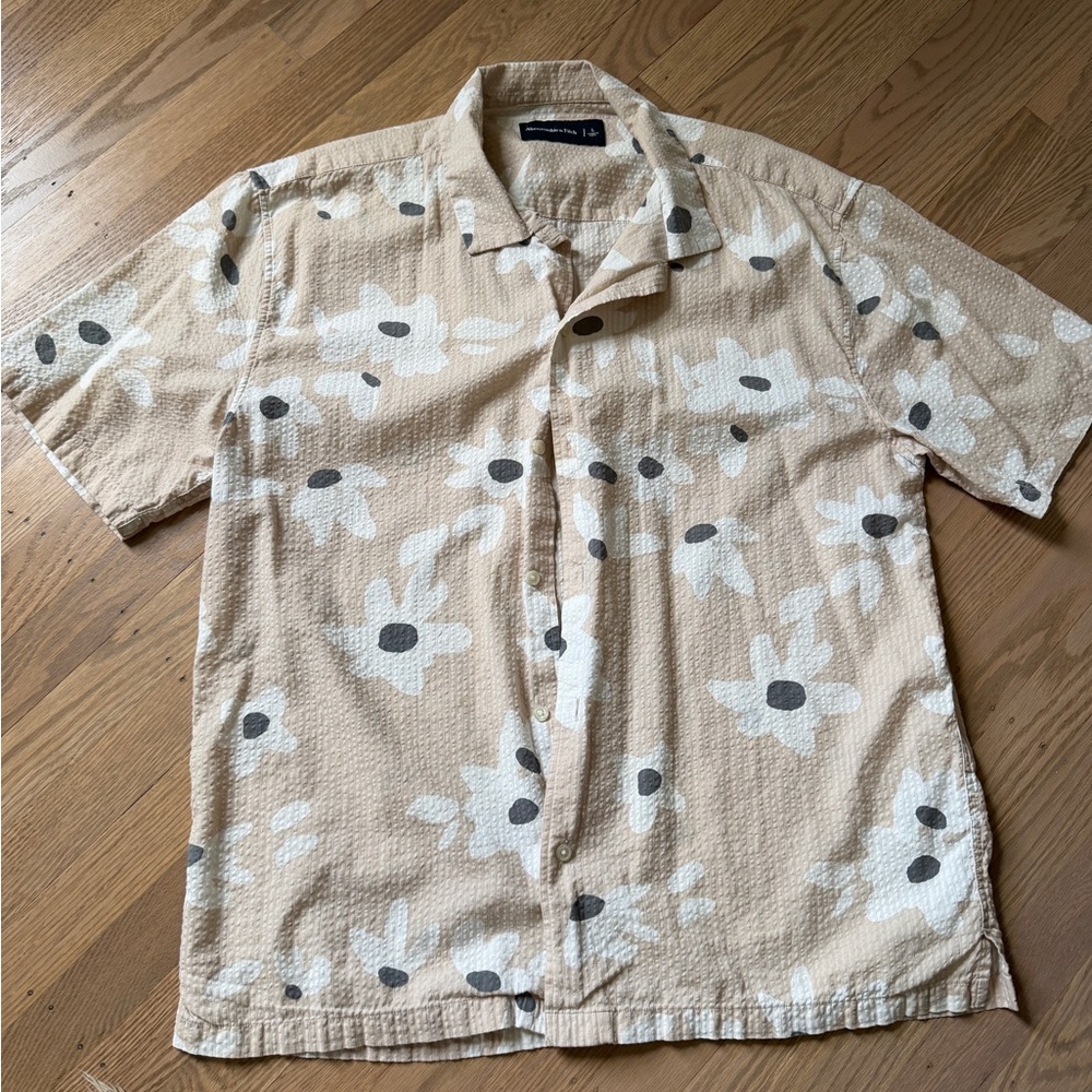 Floral Seersucker Beige Men's Shirt